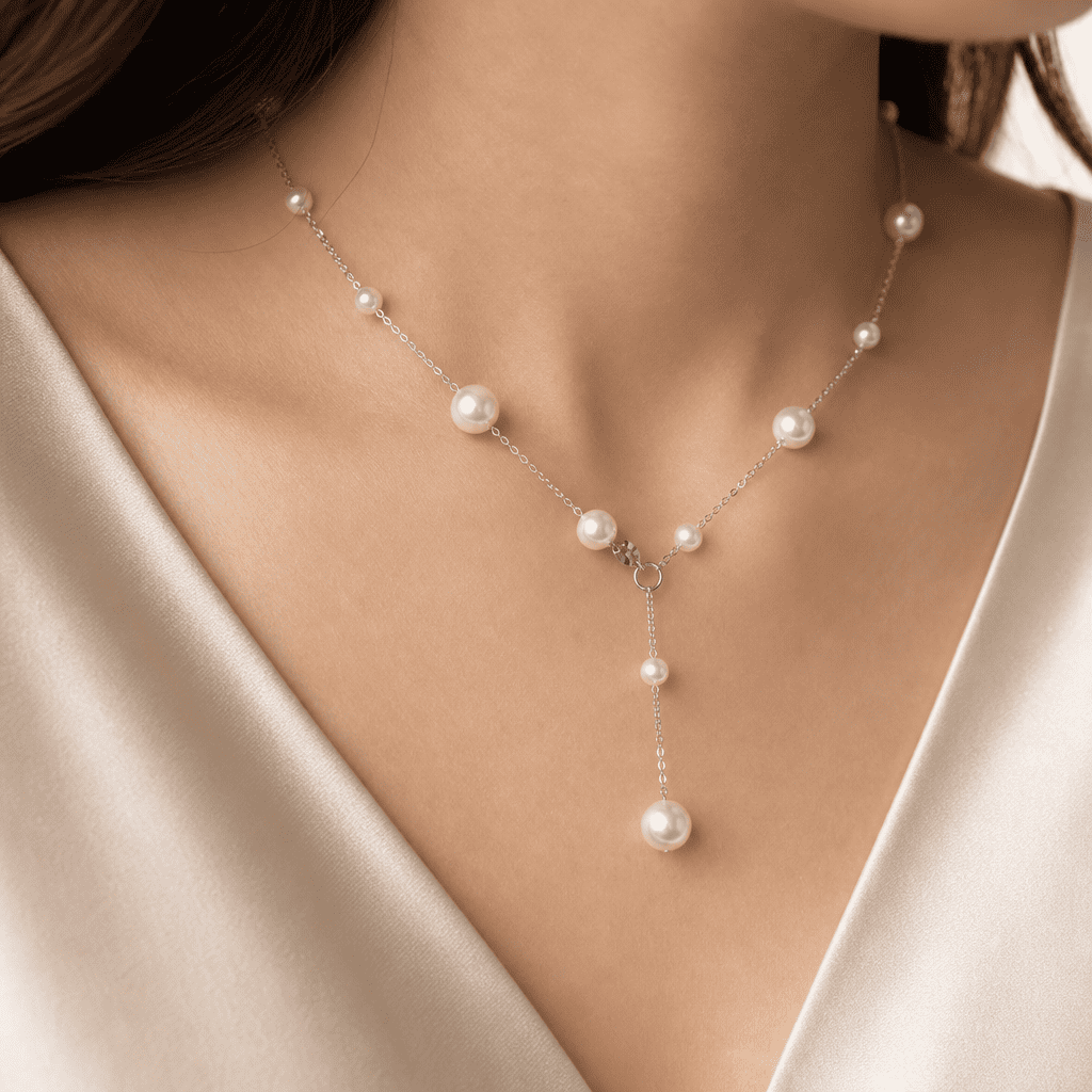 Pearl with Titanium Metal Necklace
