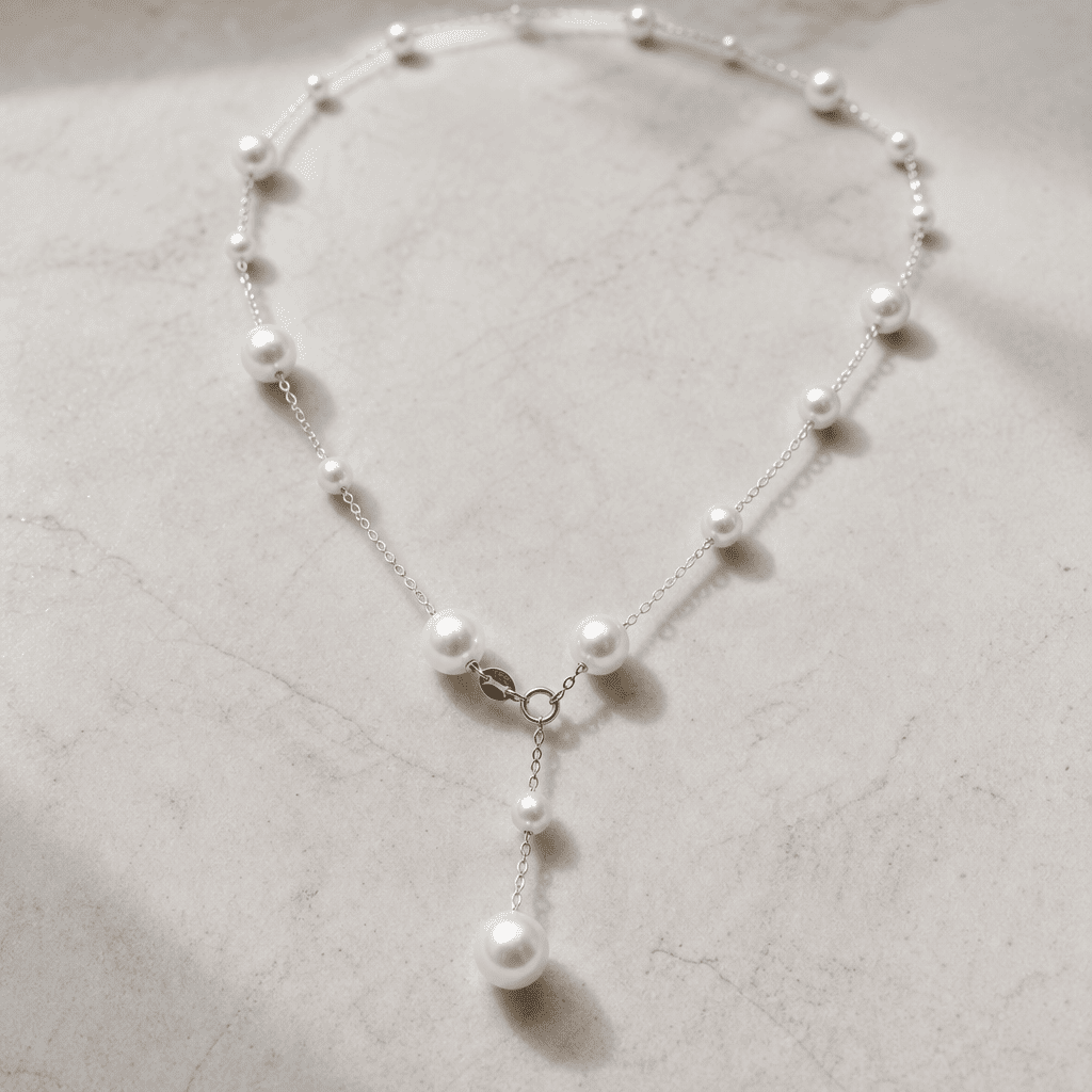 Pearl with Titanium Metal Necklace